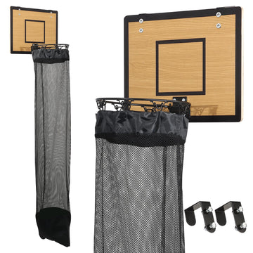 Over the Door Basketball Hoop Laundry Basket, Wooden Basketball Laundry Hamper with Zipper for Kids Room, Dorm