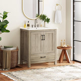 30'' Bathroom Vanity with Single Sink Combo, Freestanding Bathroom Vanities with Ceramic Sink & Door Shelf, Farmhouse Storage Cabinet with 2 Soft Closing Door & Drawer A133-B0FC2QQRFF