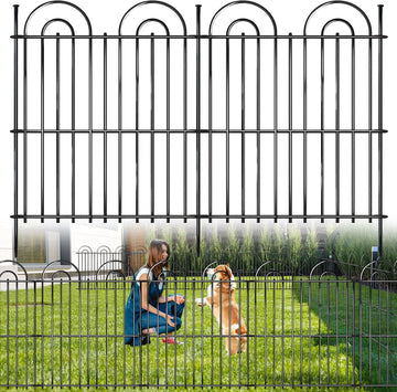 25 Panels No Dig Decorative Garden Fence, 32in(H) X 50ft(L) Tall Dog Fence Outdoor for Yard, Rustproof Metal Wire