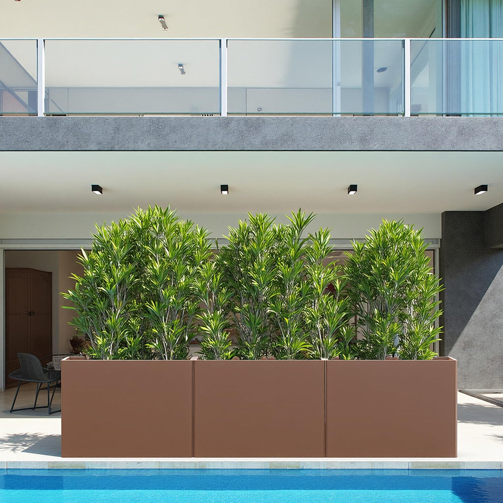 Metal Planter with Powder Coating, 32x12x24 Inches Terracotta