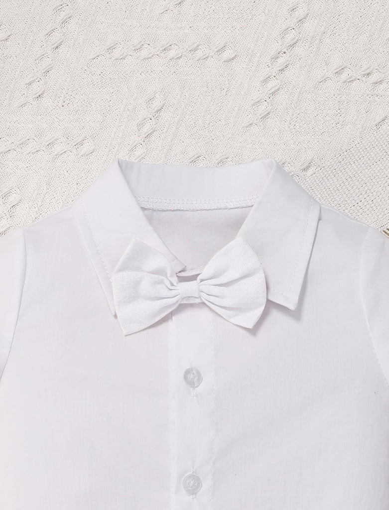 Toddler Baby Boys Formal Suit Set with Dress Shirt + Bowtie + Vest + Pants Piece Gentleman Wedding Tuxedo Outfits