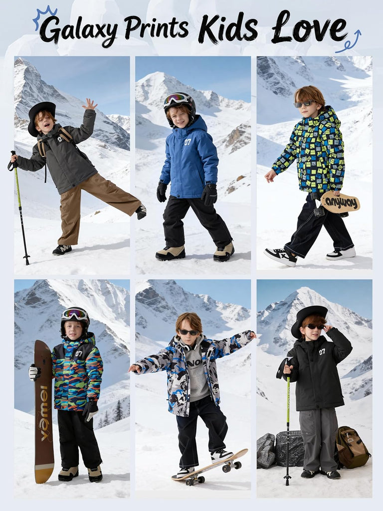 Boy's Waterproof Ski Jacket Winter coat with Hood