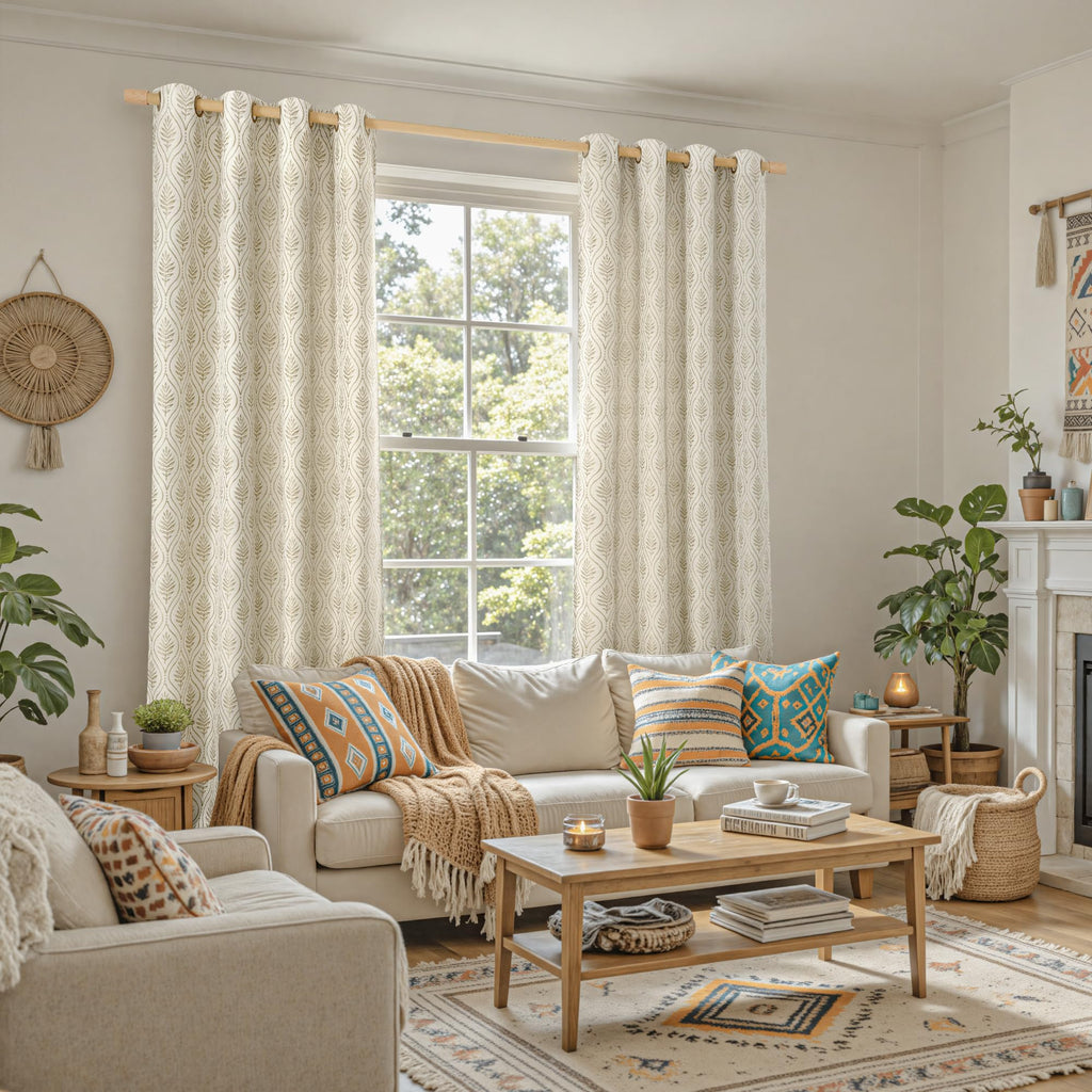 Floral Leaf Curtains 84 inch Curtains 2 Panel Set