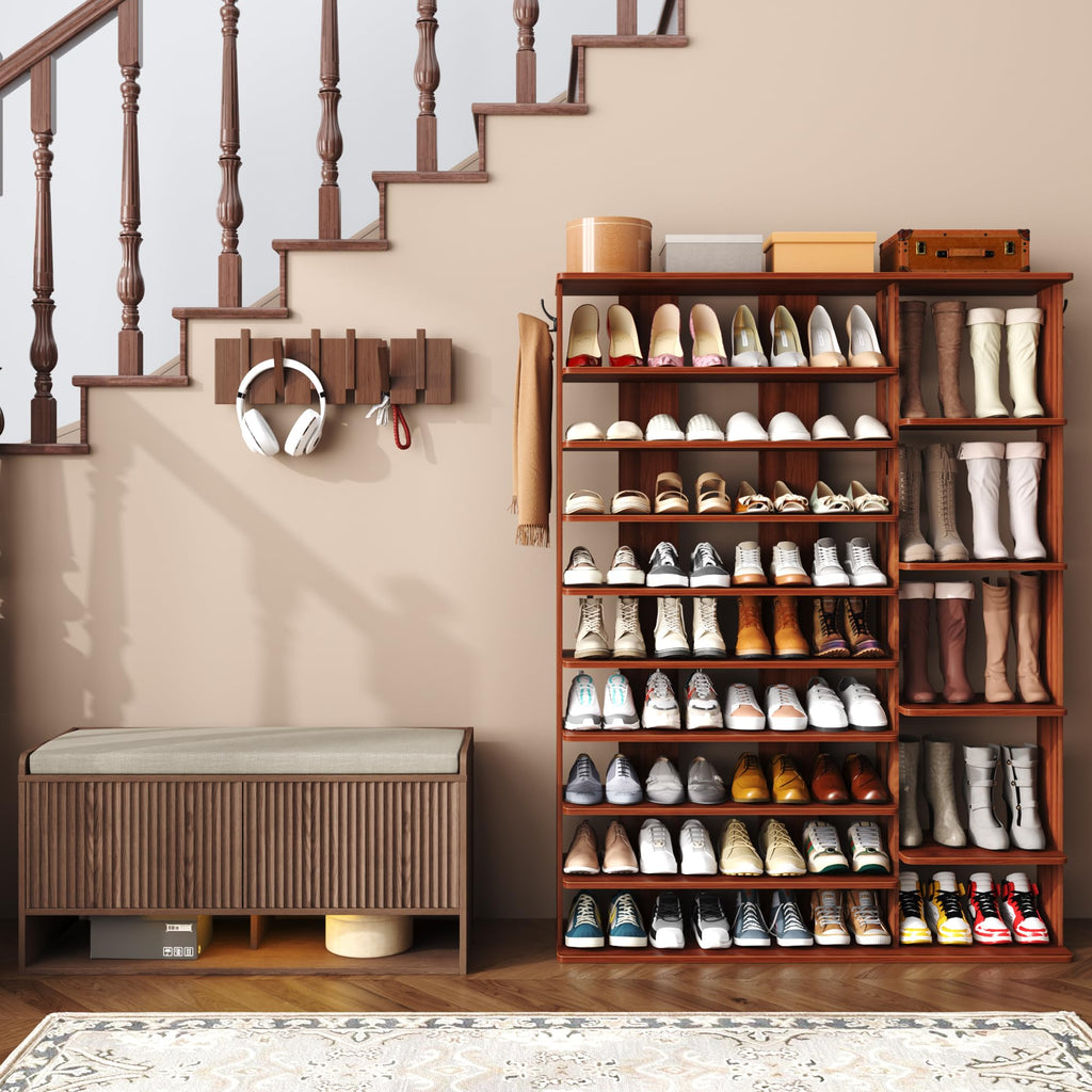 10 Tiers Shoe Rack, 50 Pairs Large Shoe Shelf, 61.8" Tall Shoe Tower, Freestanding Shoe Rack Organizer with Open