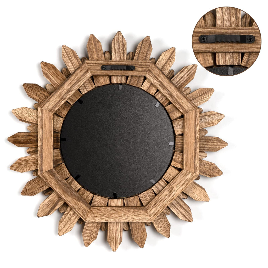 Boho Wall Decor Mirror 2 Pack Rustic Wood Mirror 12 inch Boho Mirror Home Decor Farmhouse Room Decorations Living