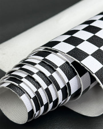 Vinyl Upholstery Embossed Fabric Racing Checkers 54" Wide Sold By The Yard