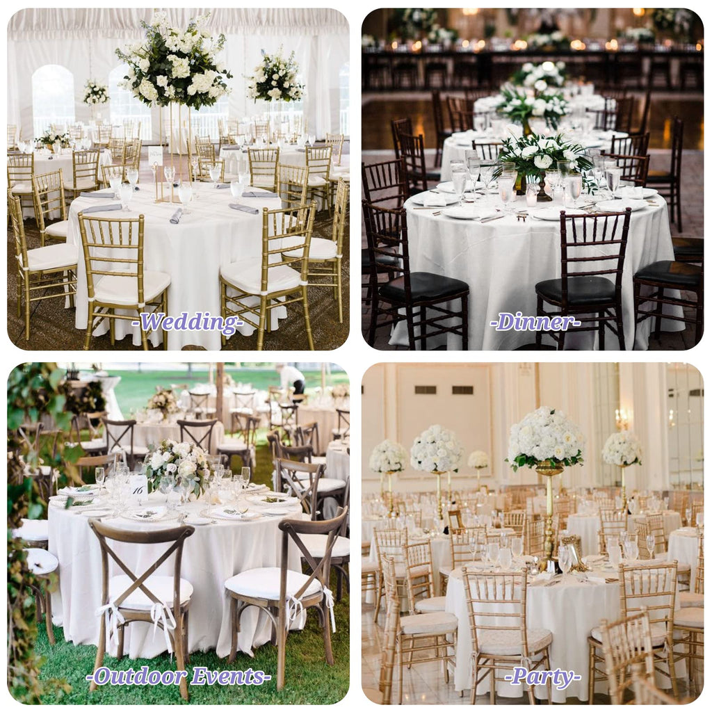 10 Pack White Round Tablecloth 90 Inch