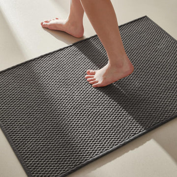 Bathroom Rugs Non Slip Washable, Super Absorbent Thin Bath Mat Small Quick Dry Low Pile Bathroom Rug, Dark Grey
