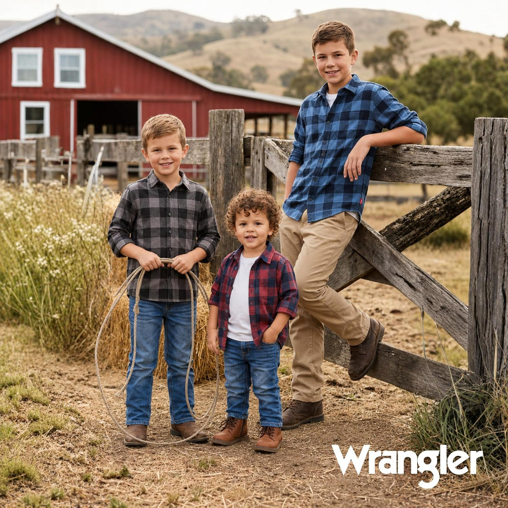 Boys Flannel Shirts - Long Sleeve Fall Plaid Button Down