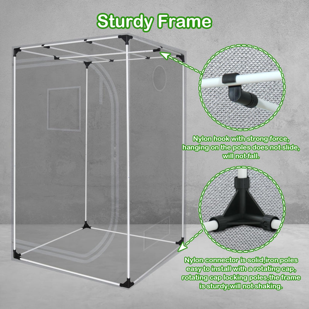 4x4 Grow Tent 48"x48"x78" 600D Mylar Hydroponic Growing Tents for Plant