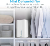 PureDry Mini Dehumidifier - 27oz Compact Water Tank Eliminates 300ml/day of Excess Moisture from Closets, Bathrooms