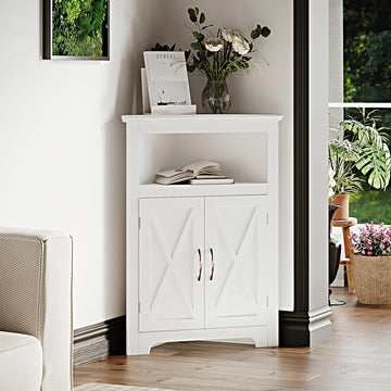 Corner Storage Cabinet with Barn Door Design