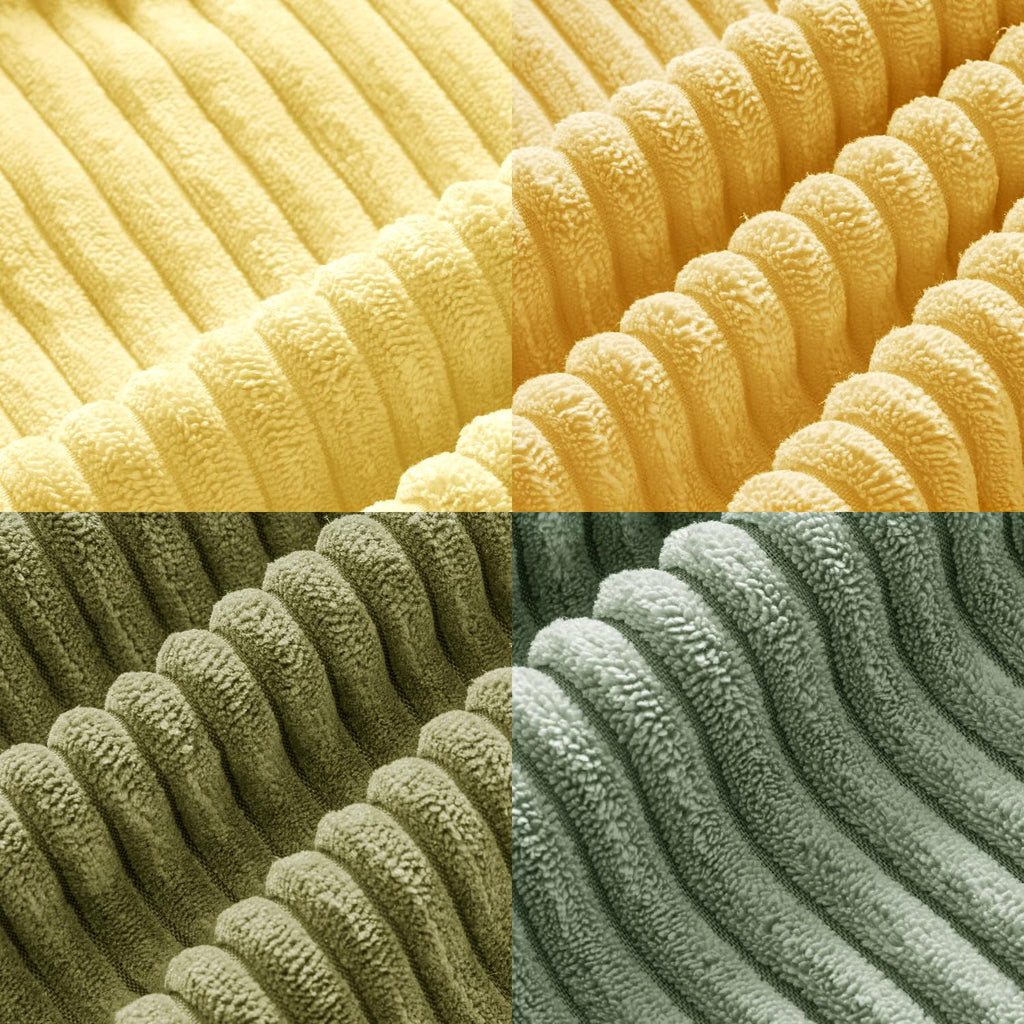 Soft Corduroy Decorative Throw Pillow Covers Yellow Green 18x18