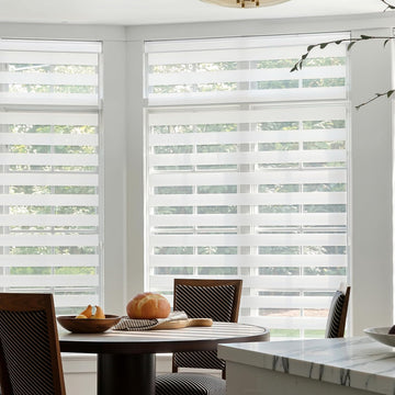Zebra Blinds for Windows Corded Blackout Dual Layer Privacy Shades Light Control for Day and Night Home Office (White