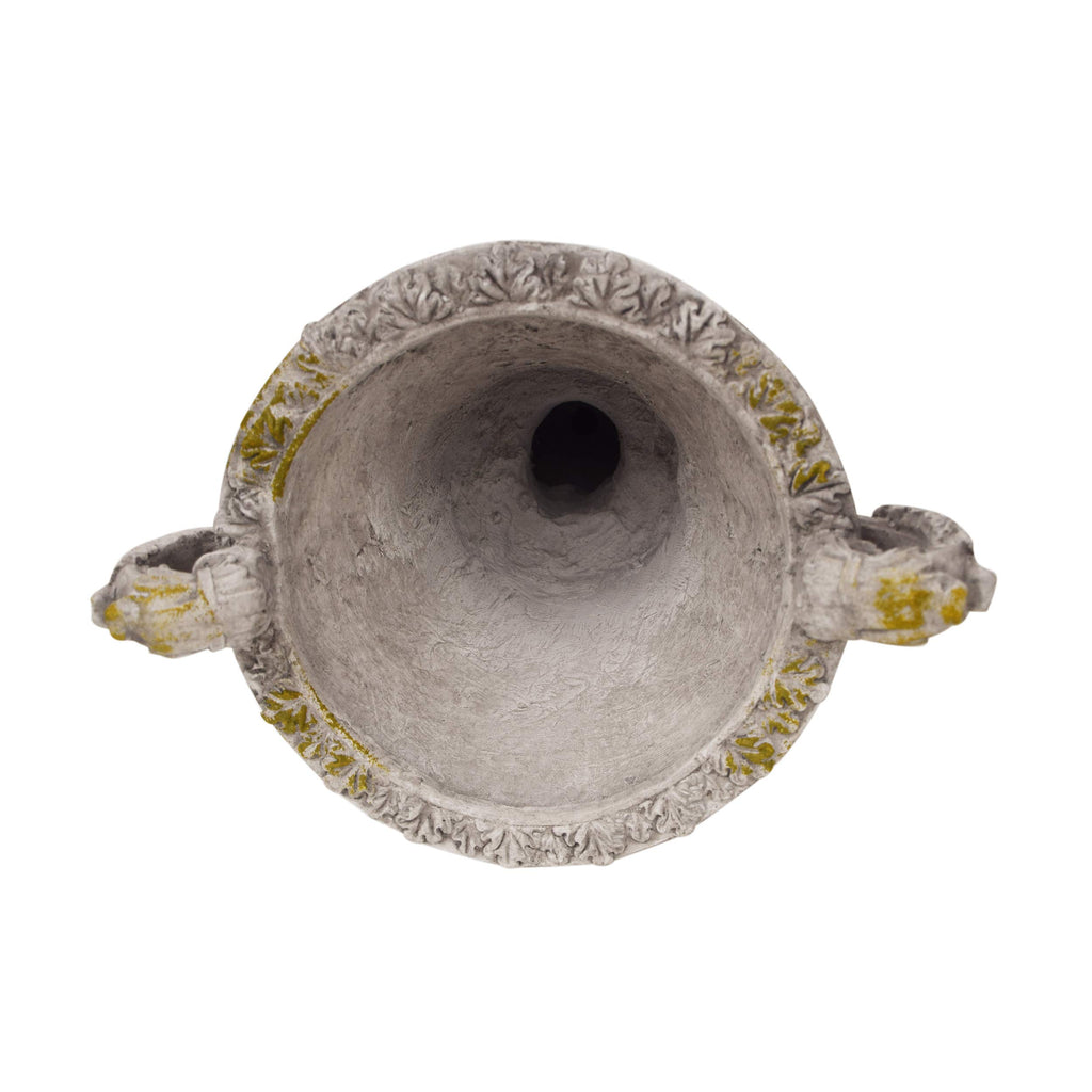 Chalice Garden Urn Planter, Roman, Botanical, Lightweight Concrete with Gray Moss Finish