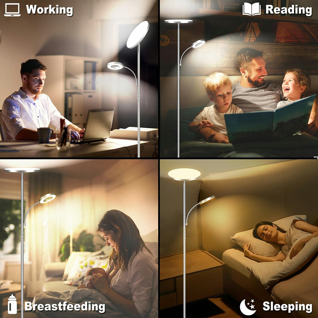 2026 Floor Lamp, 42W Torchiere LED Lamp, Stepless Dimming Floor Lamps with Remote Control, Color