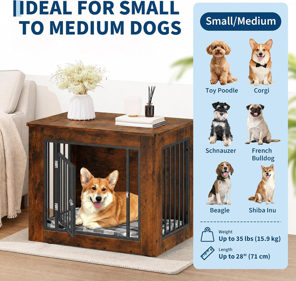 Dog Crate Furniture, Wooden End Table Dog Kennel for Indoor