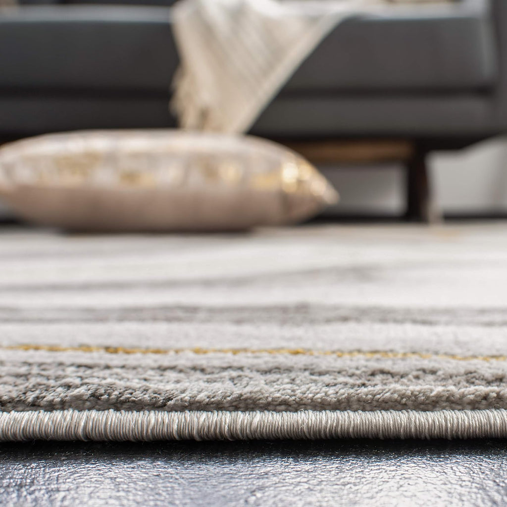 9x12 Craft Collection Area Rug - 9' x 12', Grey & Gold, Modern Abstract Design, Non-Shedding & Easy Care, Ideal for High