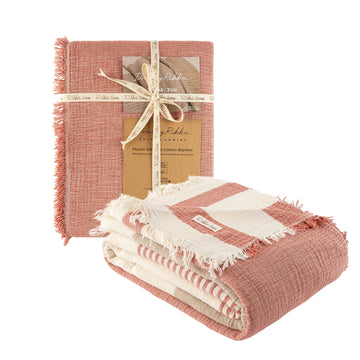 100% Cotton Muslin Blanket Queen Size, Soft Breathable Gauze Bed Blanket & Coverlet, 3 Layer 2 Ply, Lightweight All
