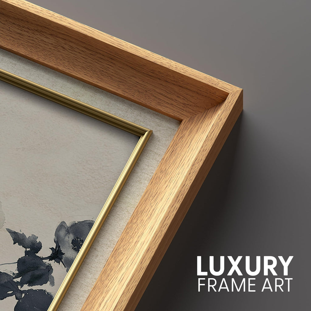 Premium Framed Wall Art Monochrome Chinese Ink Grey Peony Floral Illustrations Fine Art Decorative Retro Historic Zen