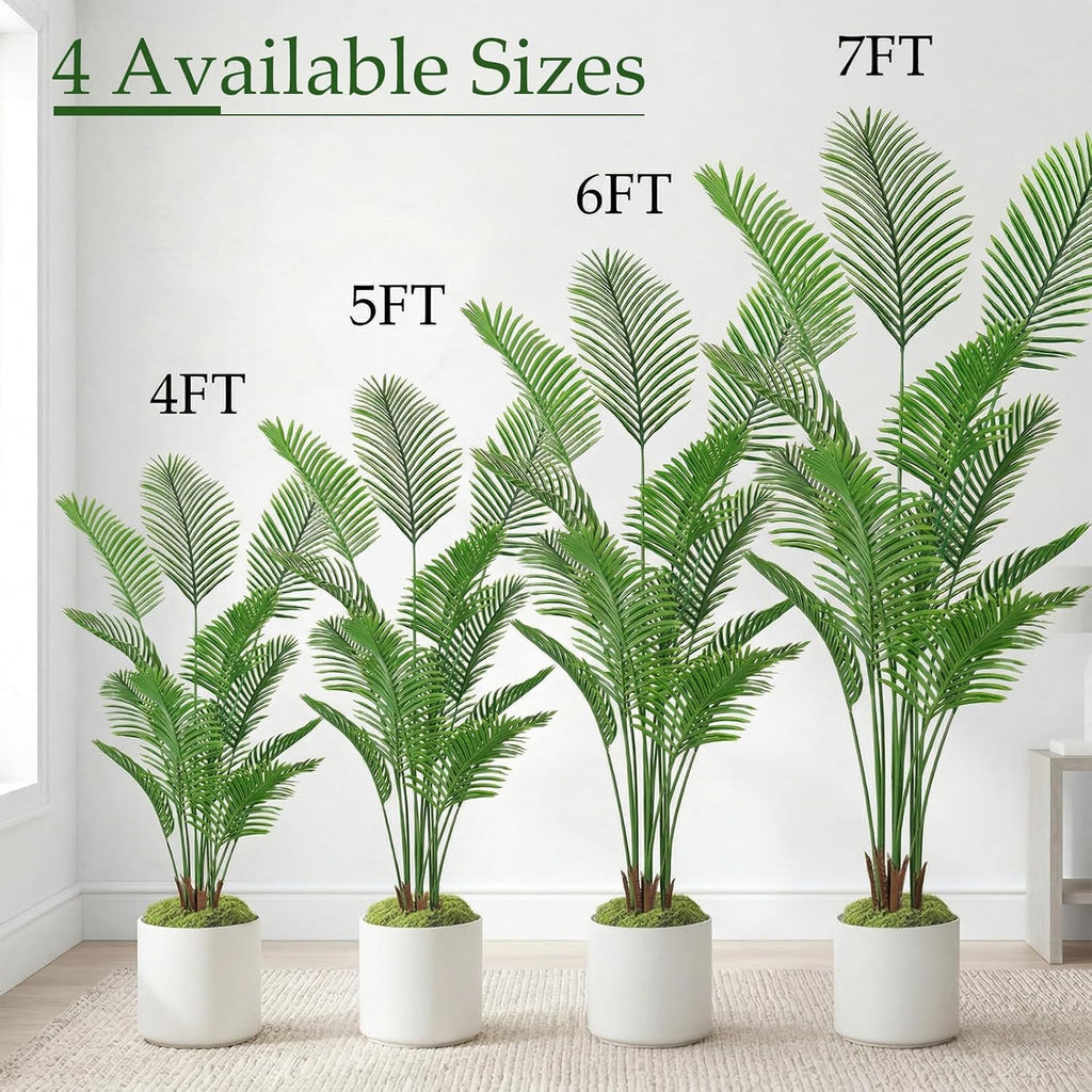 Artificial Palm Trees, 6FT Tall Faux Tree and Outdoor, Artificial Plants with Basic Planter, Suitable, Porch Outside