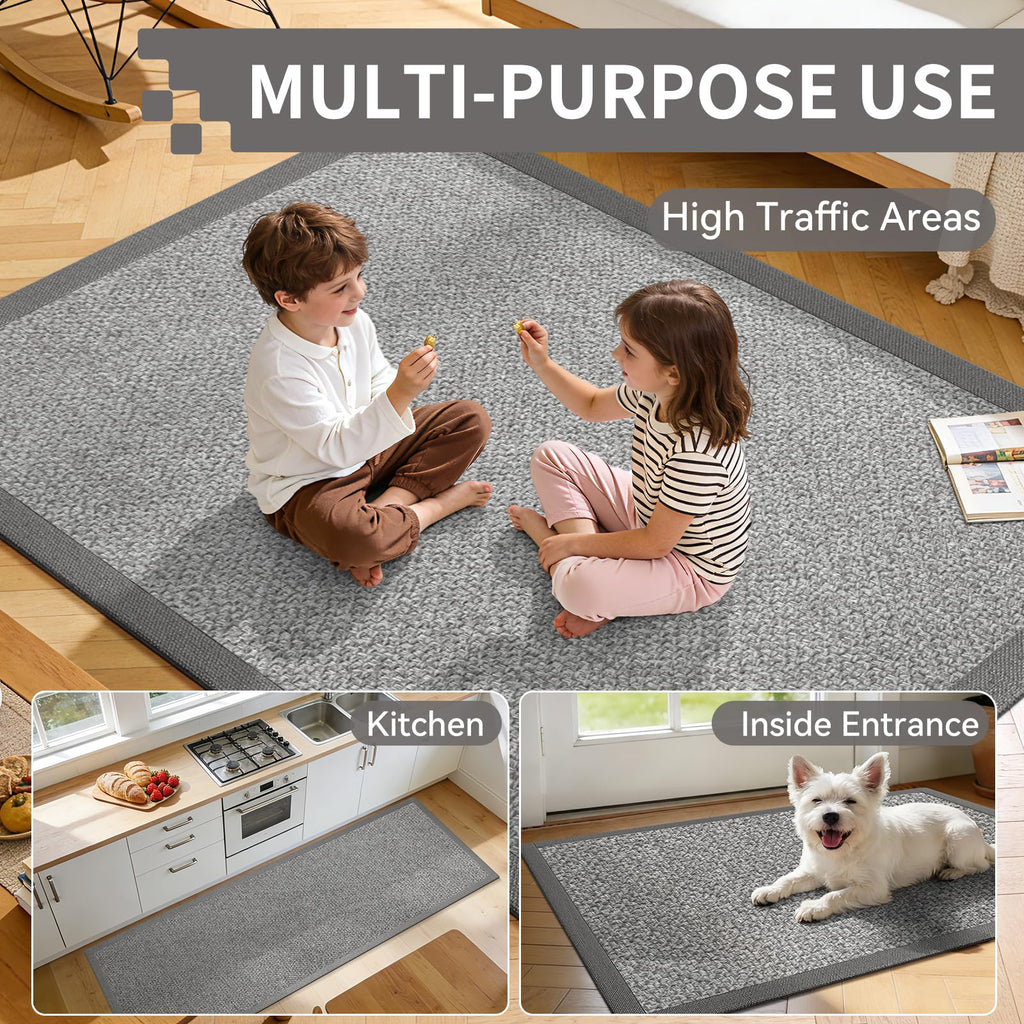 Kitchen Runner Rug Non Slip Hallway Runner Entryway Mat Grey