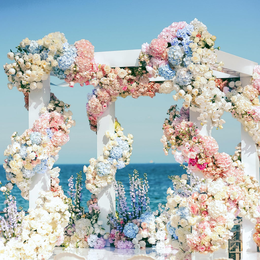 80PCS Blush Hydrangea Artificial Flowers, Silk Hydrangea Heads with Stems, Fake for DIY Wedding Centerpiece, Home