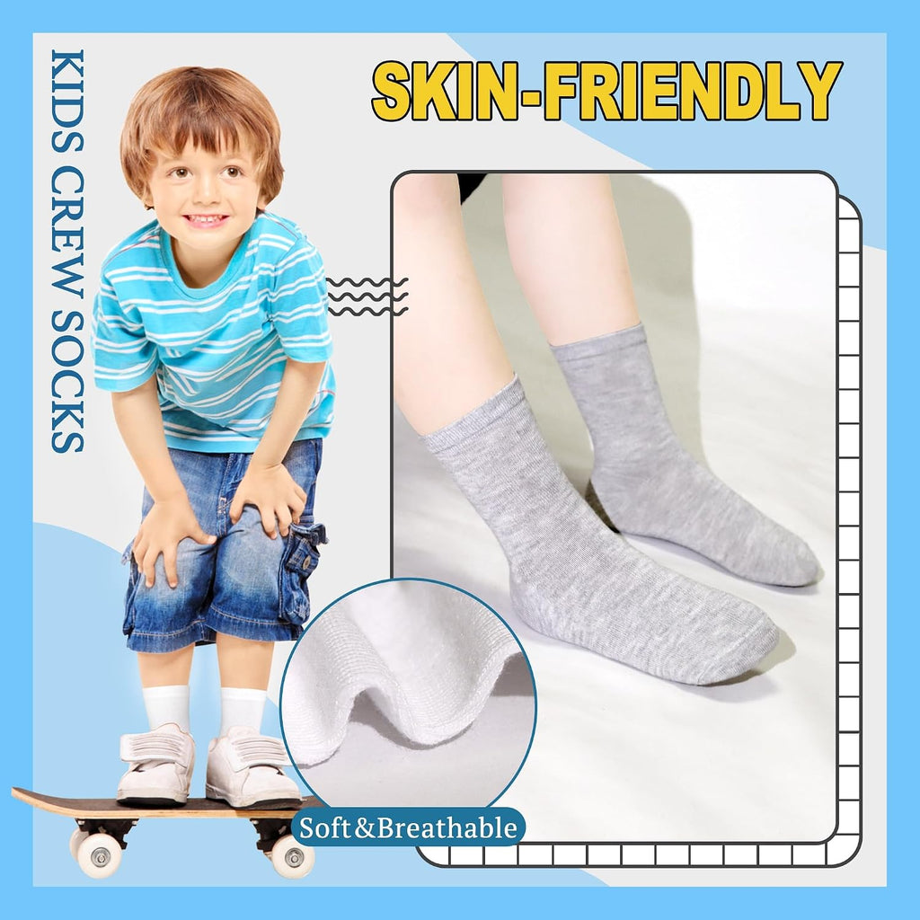 Kids Socks, 24 Pairs Crew Socks for Toddler Boys Girls