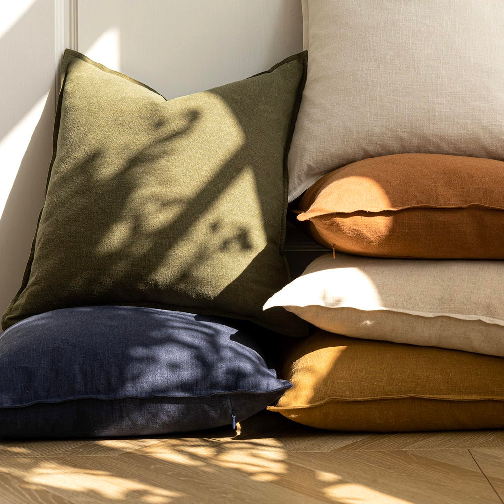 Decorative Linen Lumbar Throw Pillow Covers 12x20 Natural Beige