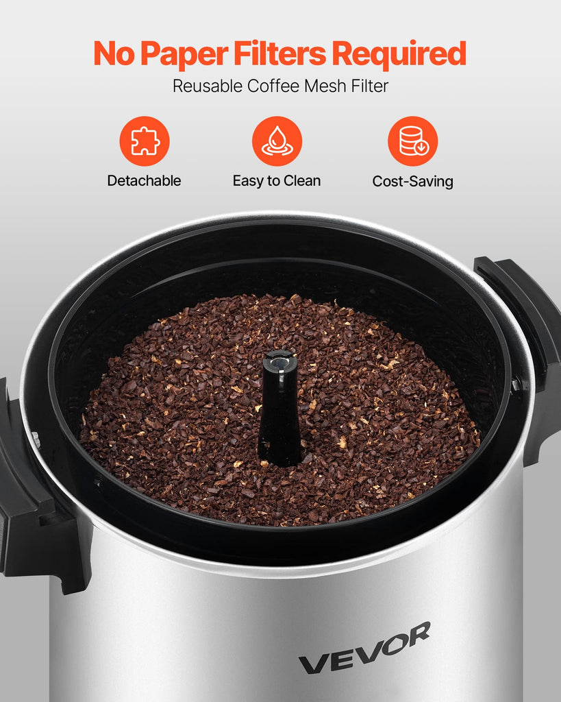 Commercial Coffee Urn, 30 Cup, 4.8 qt 1090W Hot Beverage Dispenser