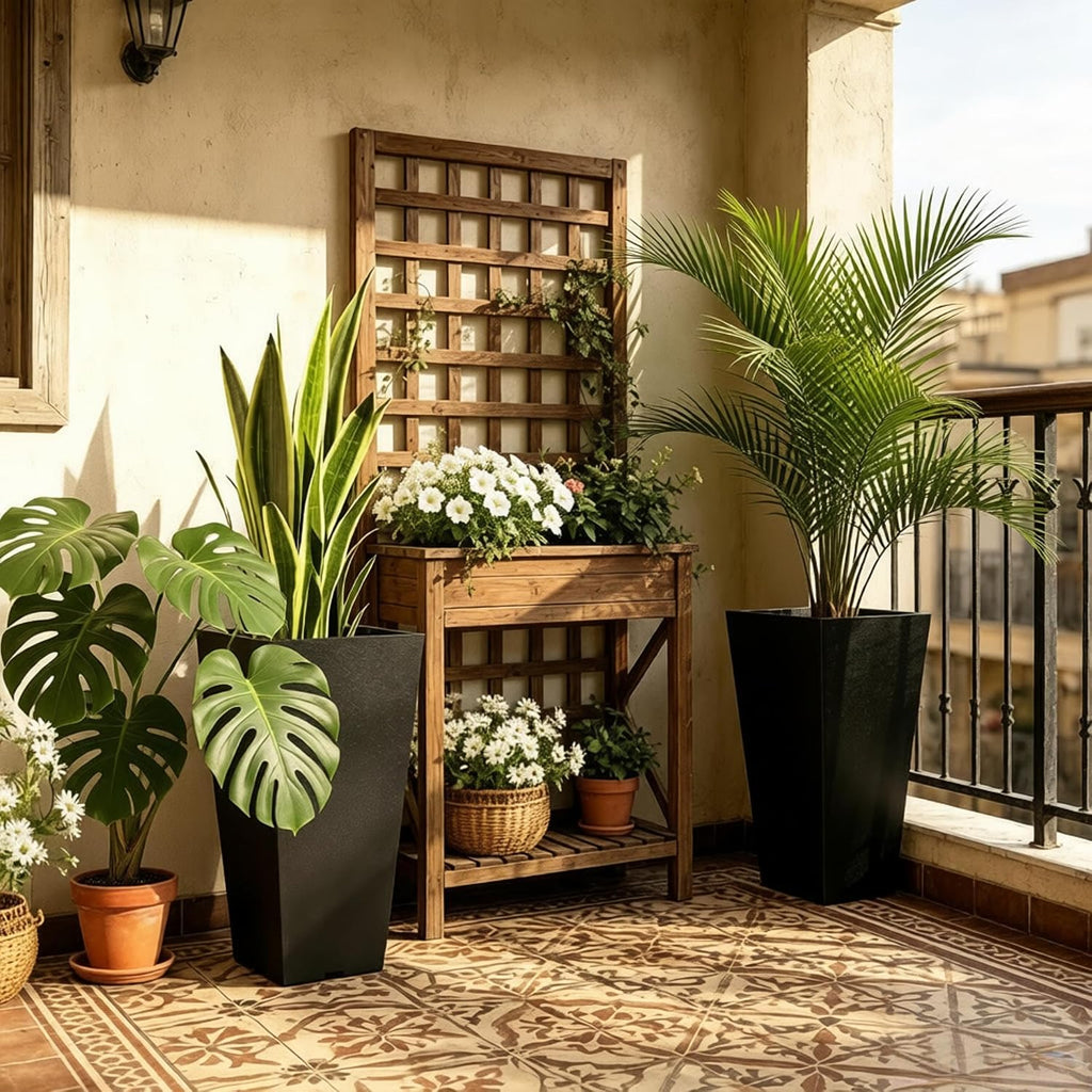 Garden Pots & Planters, Outdoor Tall Planters, Chic Planters for | Set of 2 tall 22.8in planters, durable PP