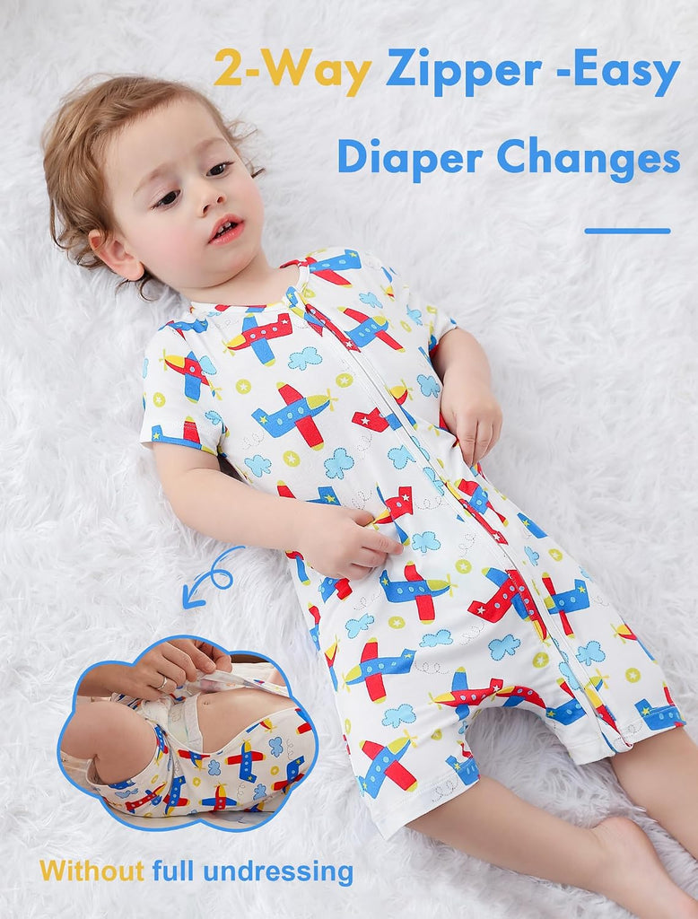 Baby Boy Sleeper, Rayon from Bamboo Short Sleeve Romper Pjs