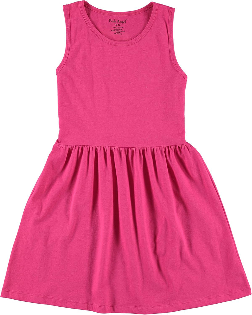Pack Girls' Dresses, Kids Casual Fit and Flare Sleeveless Summer Dress & School Outfit, 100% Cotton