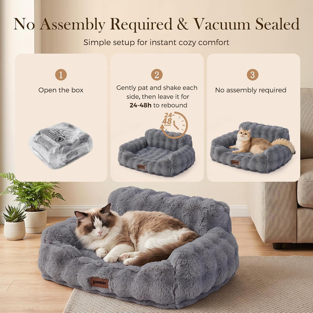 Orthopedic Cat Couch Bed for Indoor Cats, Removable Washable Cover