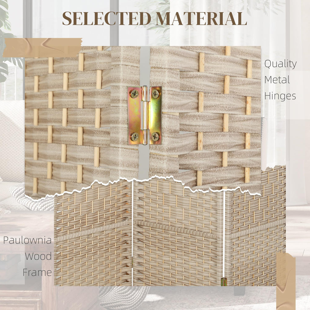 3 Panel Room Divider 6 Ft Privacy Screen Hand-Woven Washed Oak
