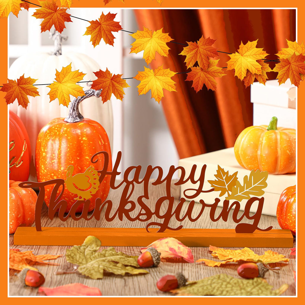 Happy Thanksgiving Decorations, Fall Metal Table Sign