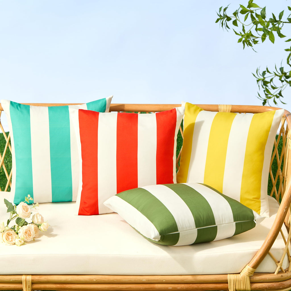 Outdoor Pillow Covers 20x20 Olive Green Striped Outdoor Decor 07B20