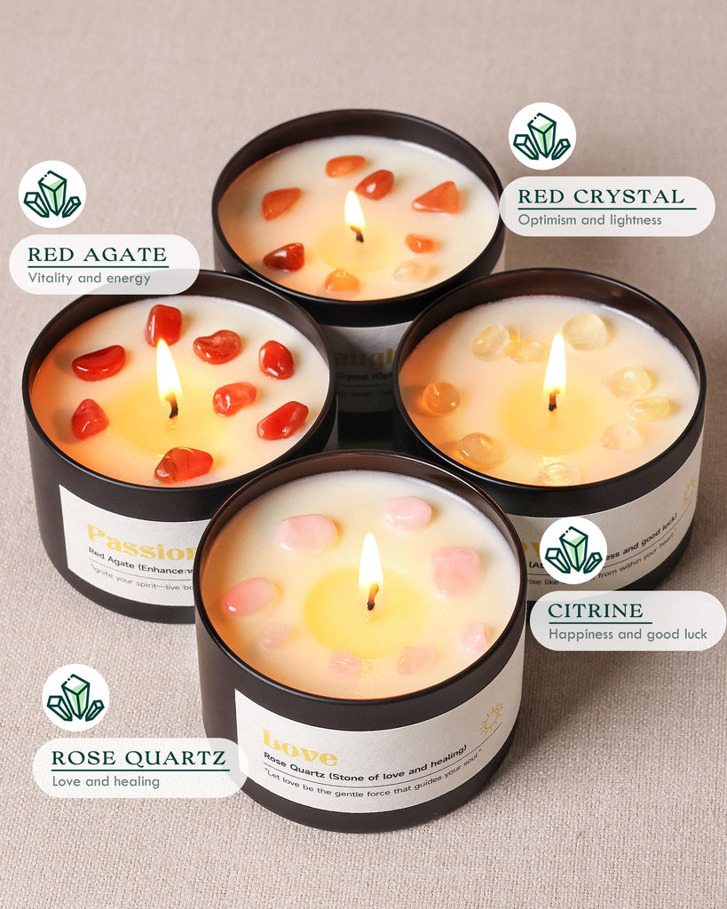 Crystal Energy Candles Set for Women - Soy Candle Scented