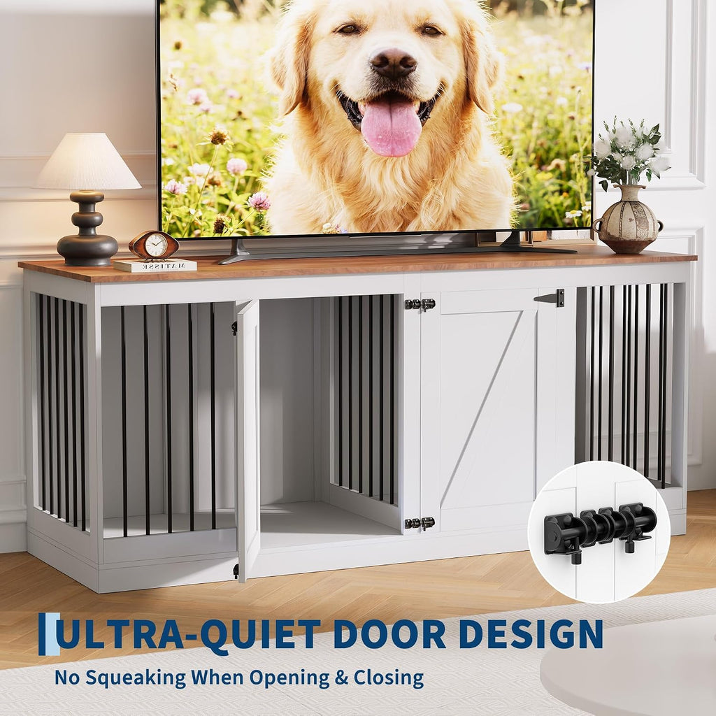 Double Dog Crate Furniture, Farmhouse Dog Crate TV Stand