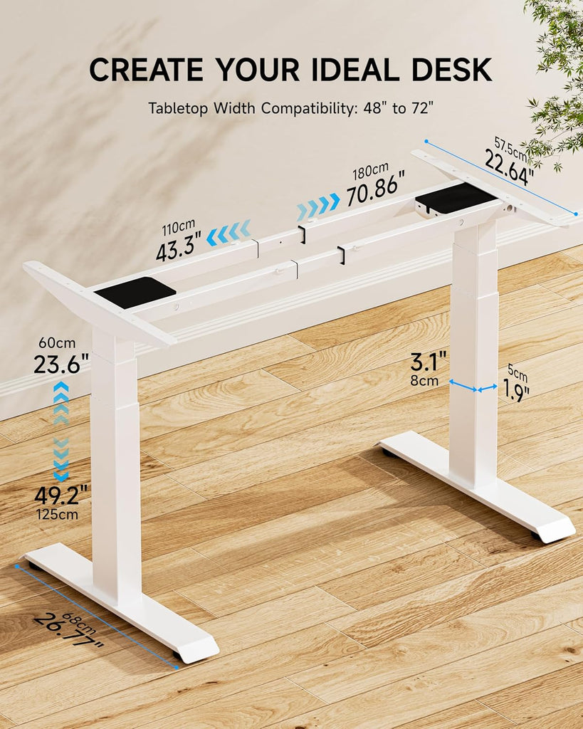 Dual Motor 3-Stage Electric Standing Desk Frame,3 Memory Height Presets, Table Legs Up to 49.2", DIY Workstation
