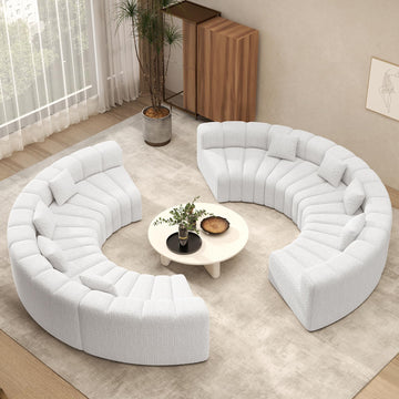 Oversized Curved Sofa, 8 Seater Modular Velvet Cloud Couch, Modern Boneless Sectional Couches, No Assembly Required