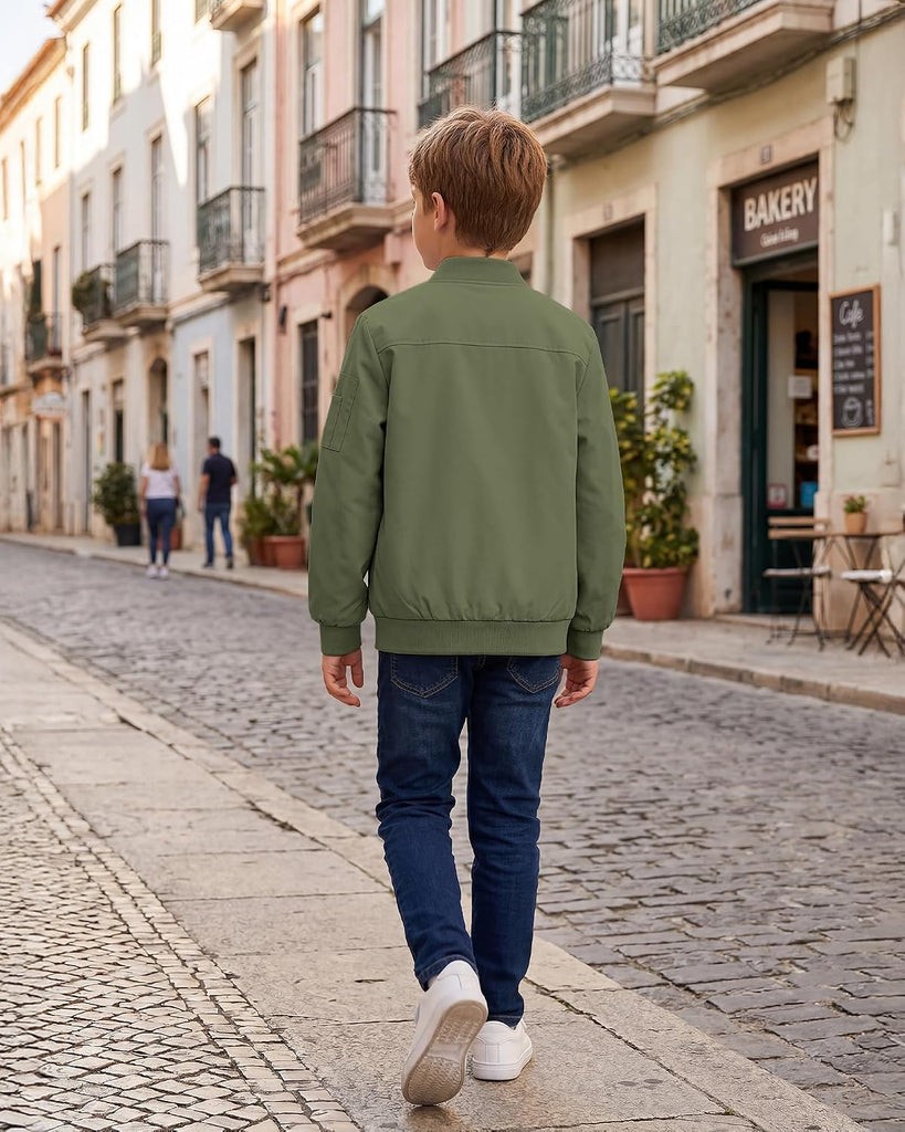Boy's Bomber Jackets Kids Spring Fall Zip Up Varsity Windbreak Jackets