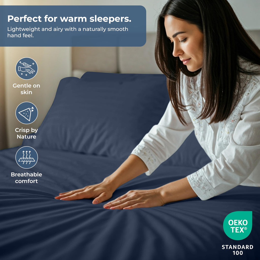 Fitted Sheet with Pillowcases - King Fitted Sheets with 2 Pillowcases - 300 Thread Count 100% Organic Cotton - Fits