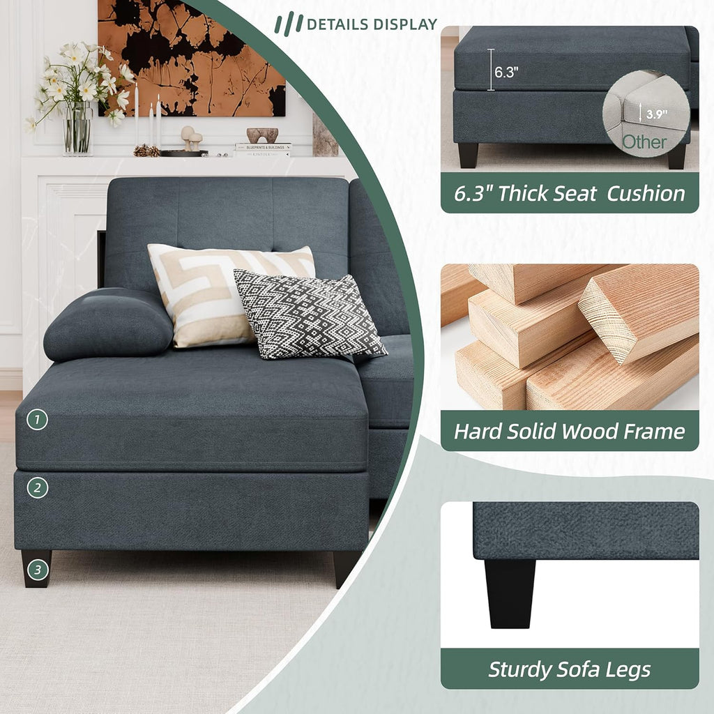 Sectional Couches for Living Room, U-Shaped Sofa with Chaise, 4-seat Large Sectional Modern Couch for Living Room