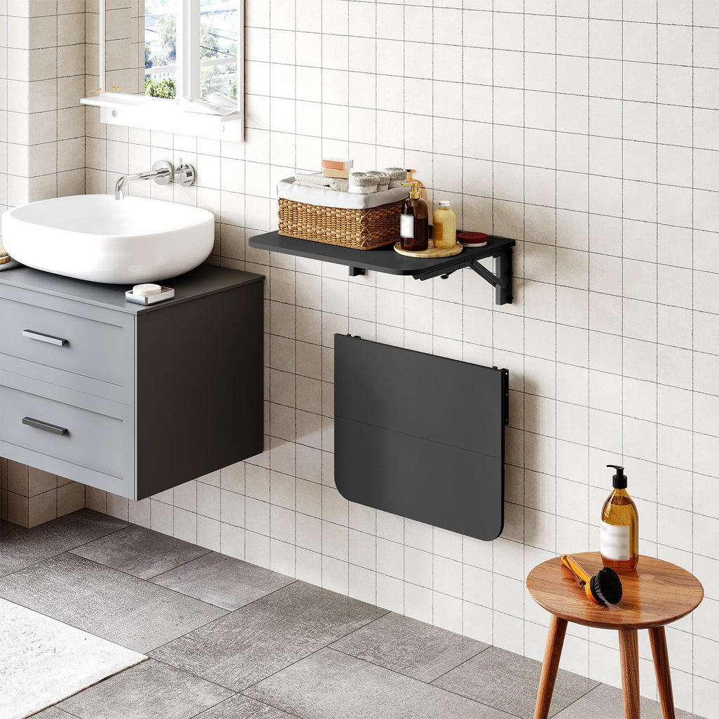 Folding Table, Wall Mounted Floating Desk with Iron Bracket