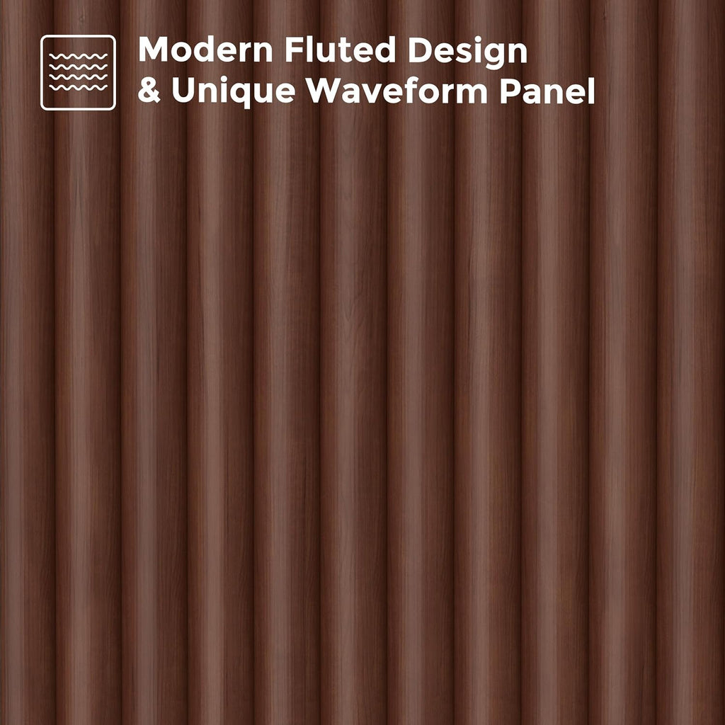 Cat Litter Box Enclosure, Modern Fluted Accent, Reddish Brown