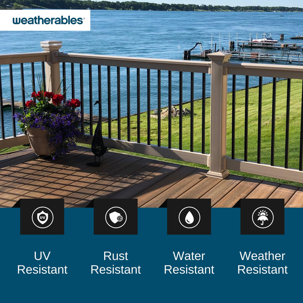 Square Balusters, 38'' - 10pk Stair Balusters for Indoor or Outdoor Stairs, Made with Durable Black Textured