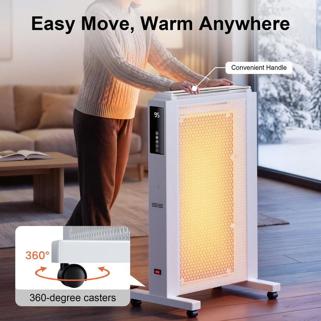 35" Space Heaters for Indoor Use, 1500w Electric Mica Heater, 3 Sides Heating, 12H Timer, Remote, 3 Modes, Safety