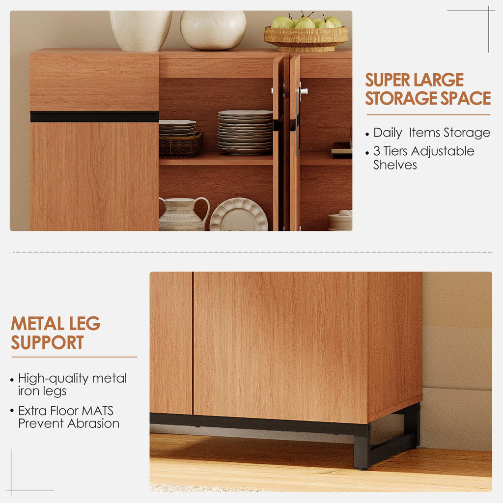 Sideboard Buffet Cabinets, Modern Sideboard with Adjustable Shelf and Metal Base, Coffee Bar Cabinet Storage Cabinet