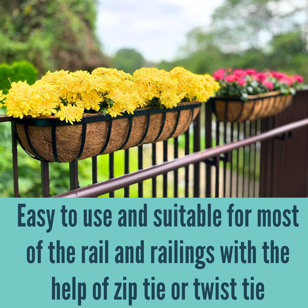 LaLaGreen Deck Railing Planter Boxes - 30 Inch, 4 Pack Wall Planters for Outdoor Plants, Window Flower Boxes Deck